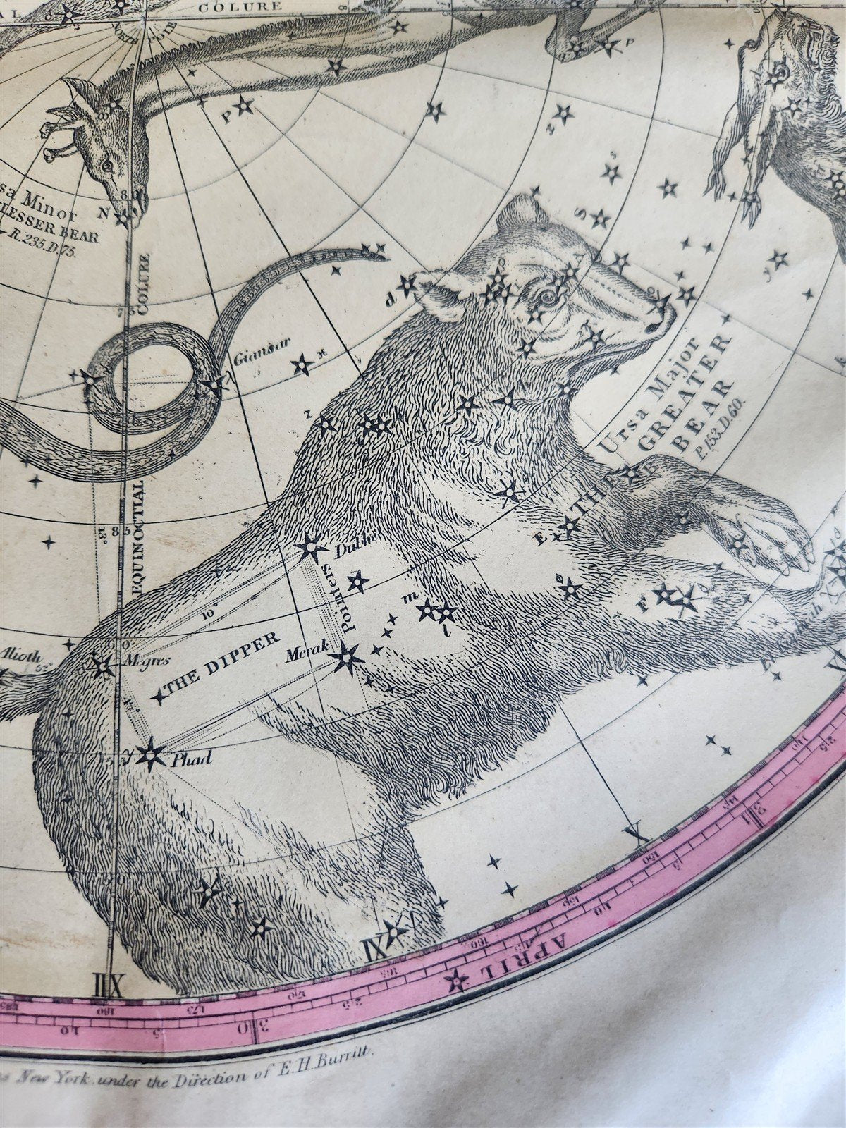 1856 CONSTELLATIONS CELESTIAL MAP CHART w/ Zodiacal figures for EACH MONTH map 6