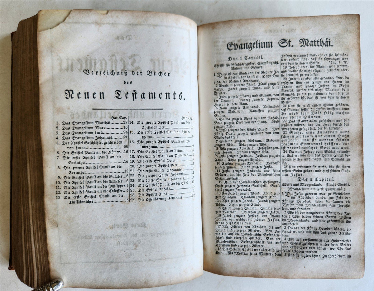 1847 BIBLE in GERMAN antique printed in NEW YORK Americana OLD & NEW TESTAMENT
