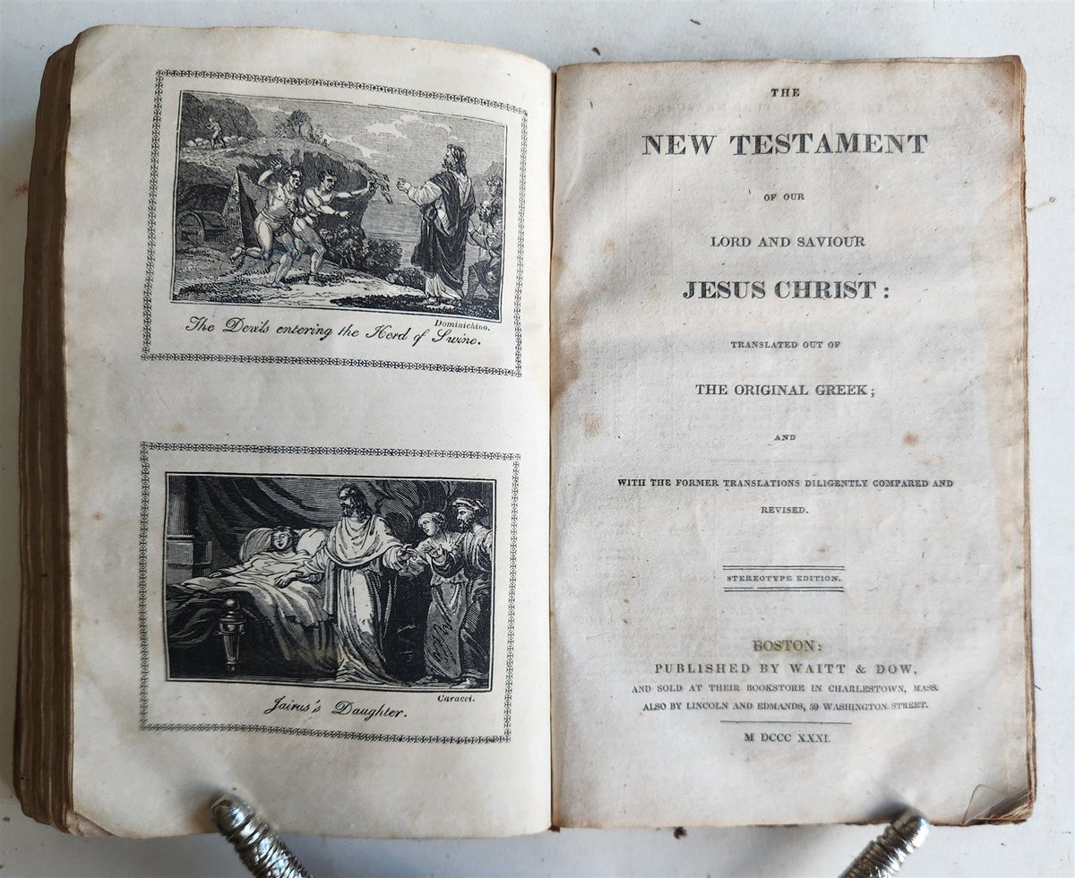 1831 BIBLE in English antique printed in BOSTON Americana OLD & NEW TESTAMENT