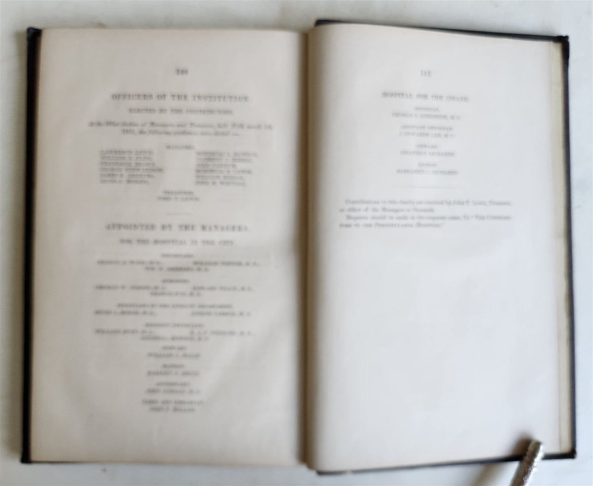 1851 ADDRESS for CENTENNIAL CELEBRATION of FOUNDING of PENNSYLVANIA HOSPITAL
