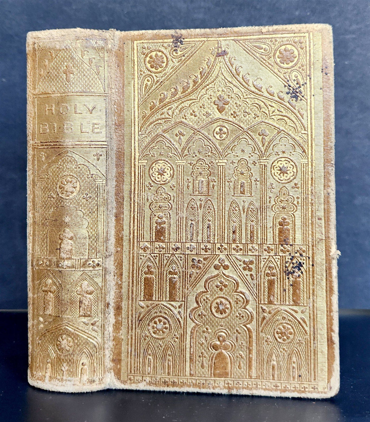 1848 BIBLE in ENGLISH w/ DECORATIVE BINDING antique OLD & NEW TESTAMENT