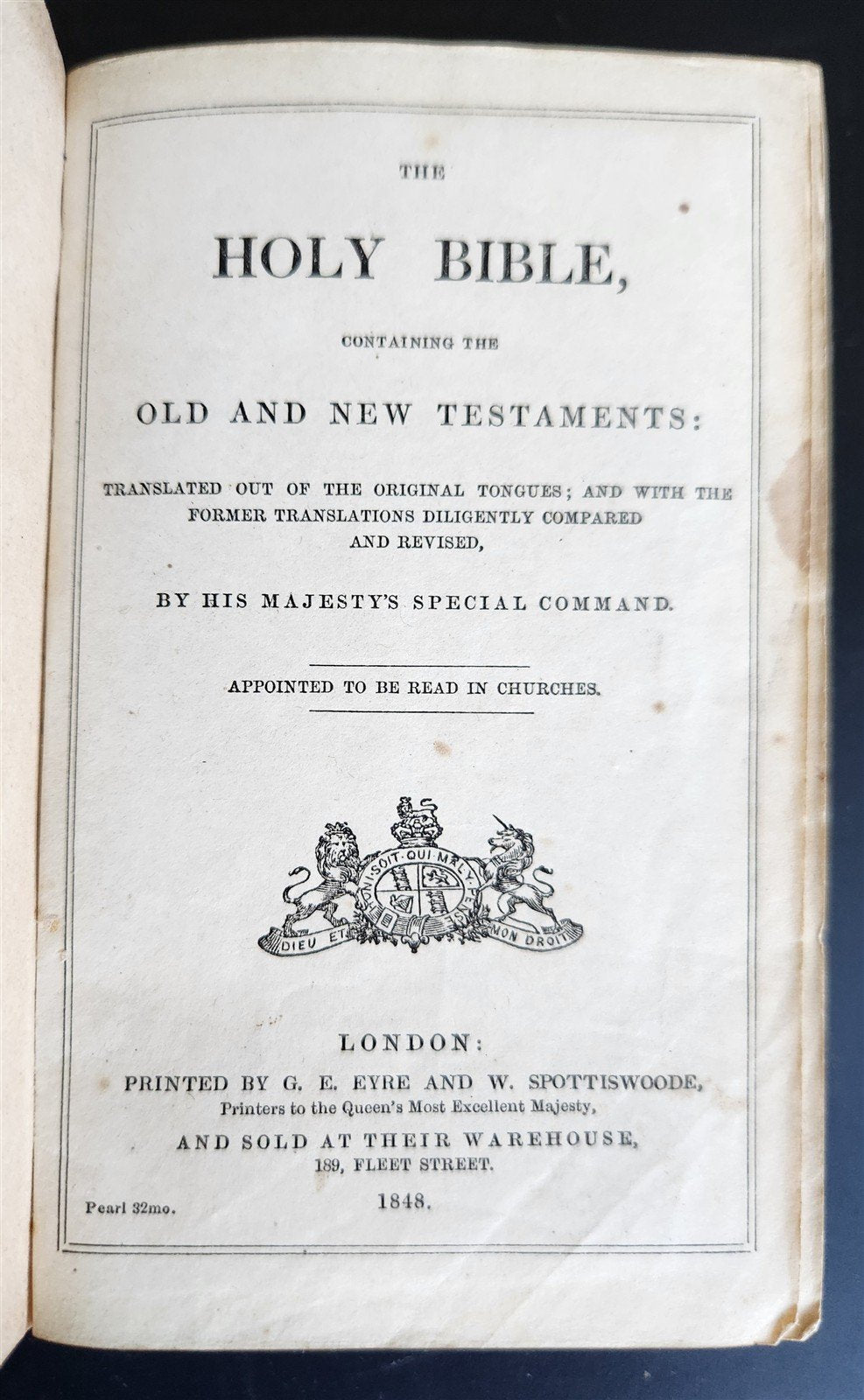 1848 BIBLE in ENGLISH w/ DECORATIVE BINDING antique OLD & NEW TESTAMENT