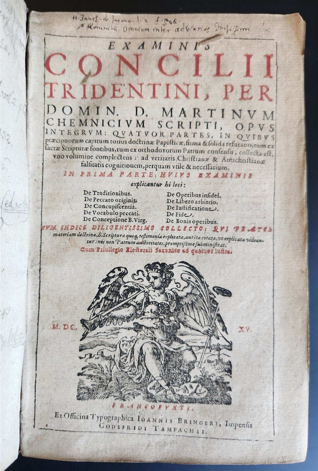 1615 EXAMINIS CONCILII TRIDENTINI by Martin Chemnitz ANTIQUE vellum binding