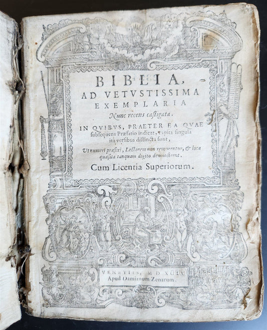 1599 BIBLE in LATIN ILLUSTRATED vellum ANTIQUE Cornelius Vanderbilt provenance