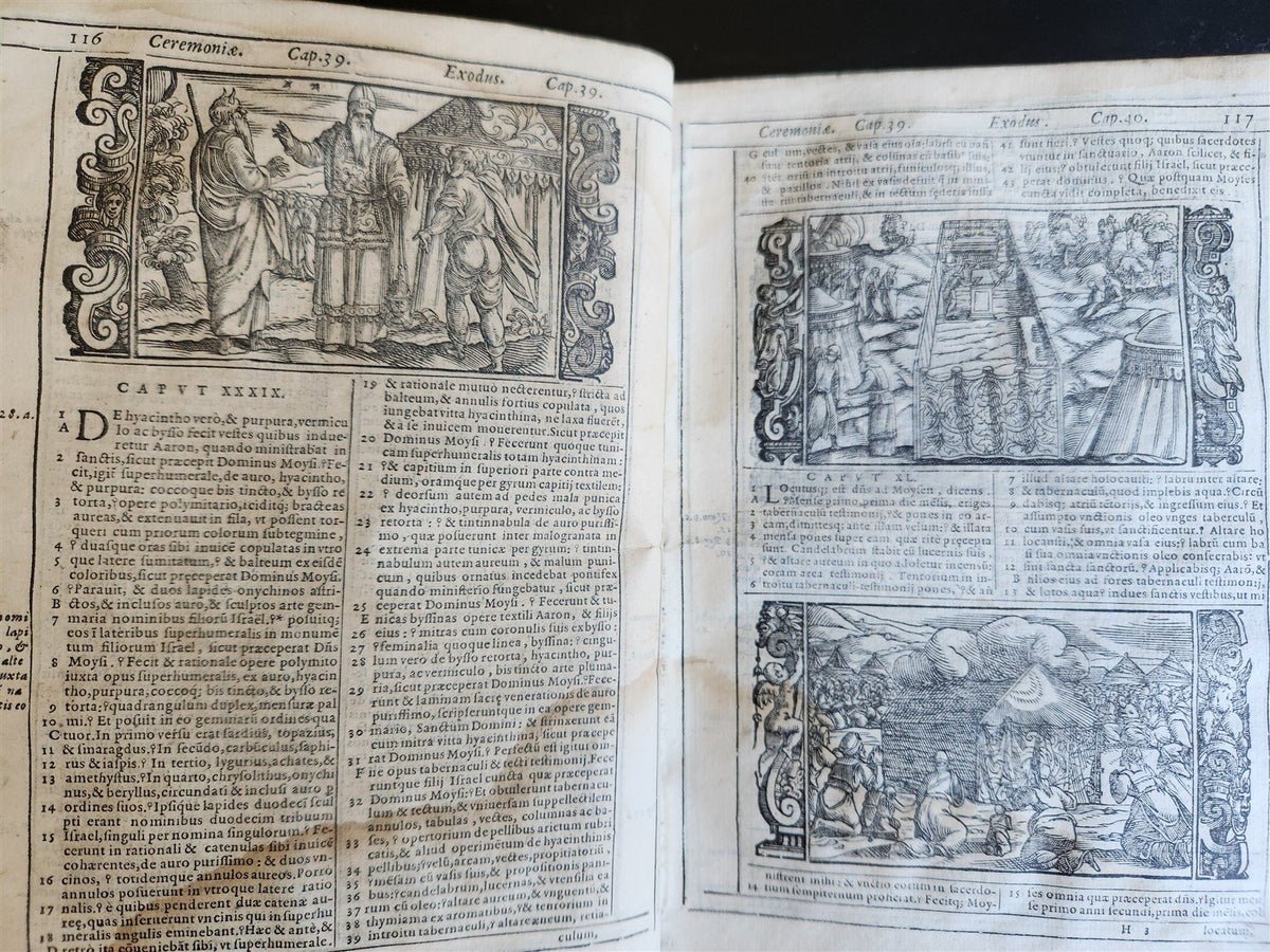 1599 BIBLE in LATIN ILLUSTRATED vellum ANTIQUE Cornelius Vanderbilt provenance