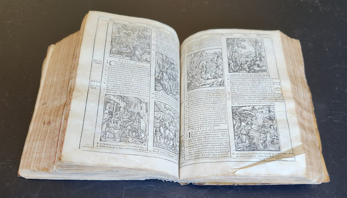 1599 BIBLE in LATIN ILLUSTRATED vellum ANTIQUE Cornelius Vanderbilt provenance