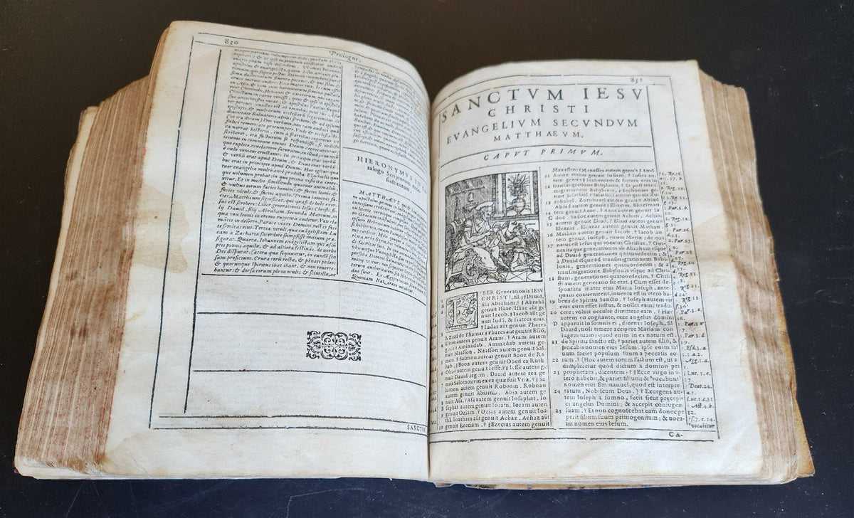 1599 BIBLE in LATIN ILLUSTRATED vellum ANTIQUE Cornelius Vanderbilt provenance