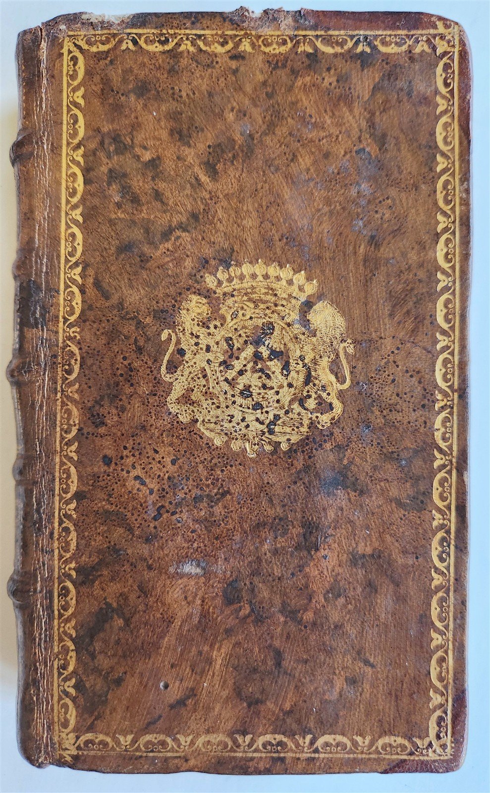 1754 BOOK SHAPE HIDDEN SAFE antique FRENCH LEATHER BOUND VOLUME