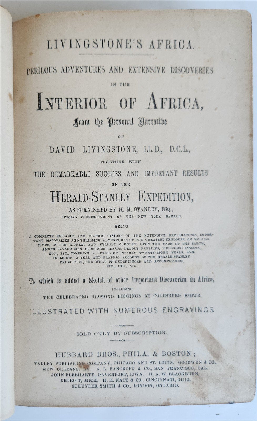 1872 LIVINGSTONE'S AFRICA Herald-Stanley Expedition ILLUSTRATED antique