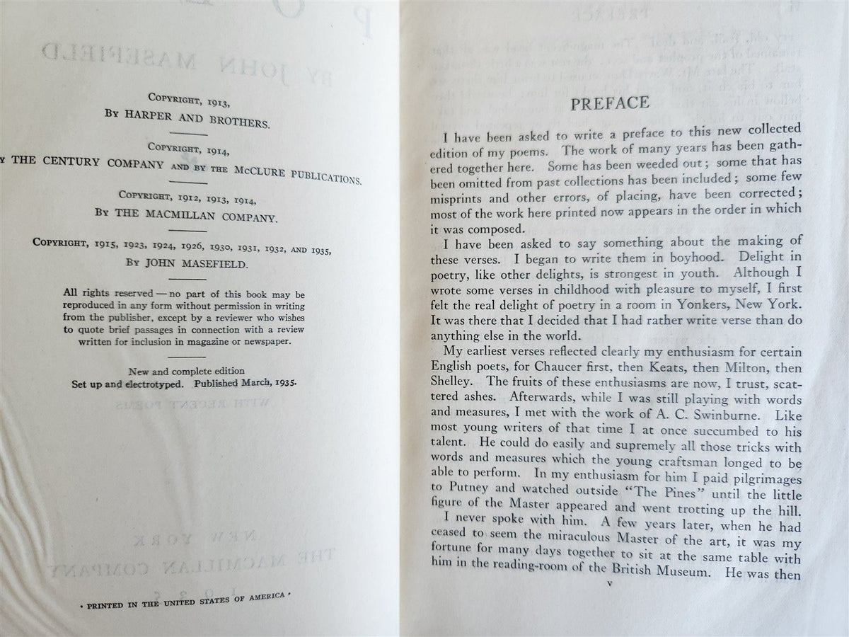 1935 POEMS by JOHN MANSFIELD antique DECORATIVE BINDING