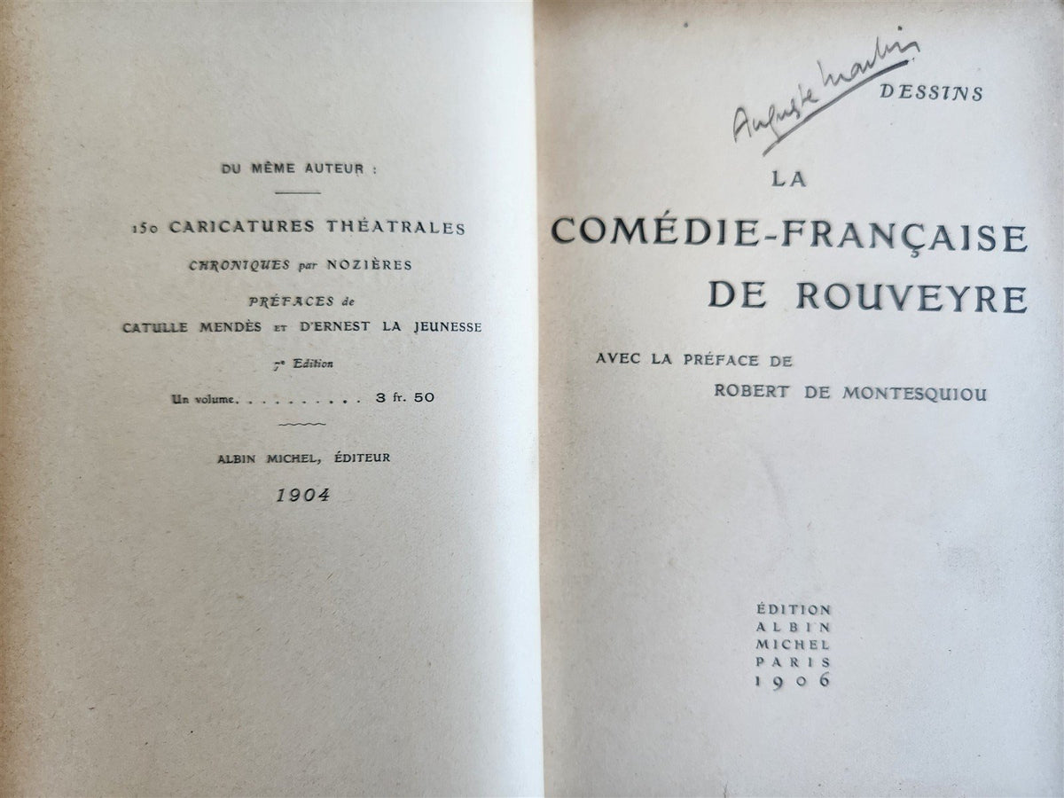 1906 FRENCH CARICATURE ALBUM antique LA DESSINS COMEDIE-FRANCAISE de ROUVEYRE