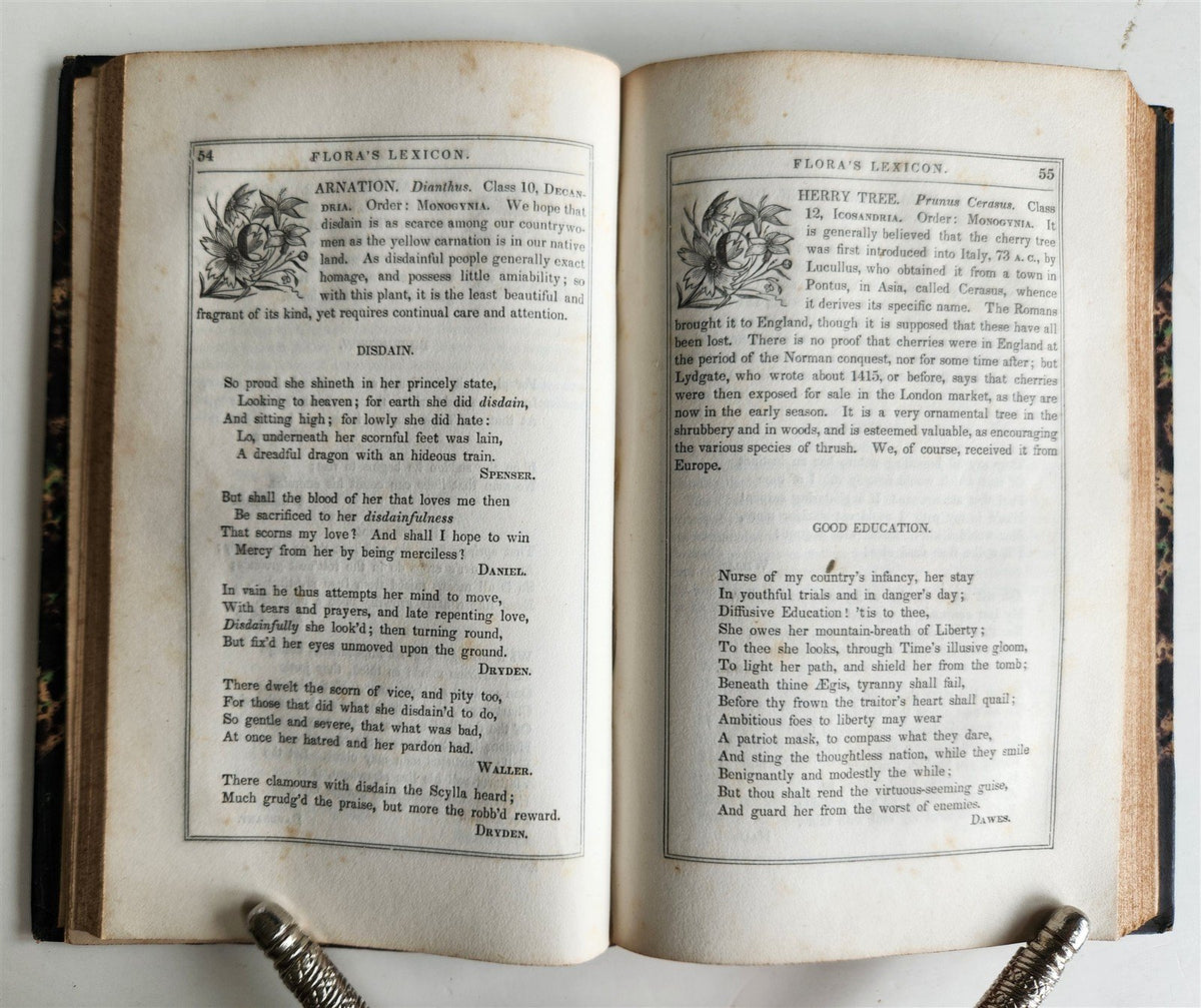 1840 FLORA'S LEXICON LANGUAGE and SENTIMENT of FLOWERS antique ILLUSTRATED