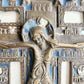 19h CENTURY RUSSIAN ORTHODOX BRONZE ENAMEL ICON CROSS antique VERY LARGE!