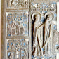 19h CENTURY RUSSIAN ORTHODOX BRONZE ENAMEL ICON CROSS antique VERY LARGE!