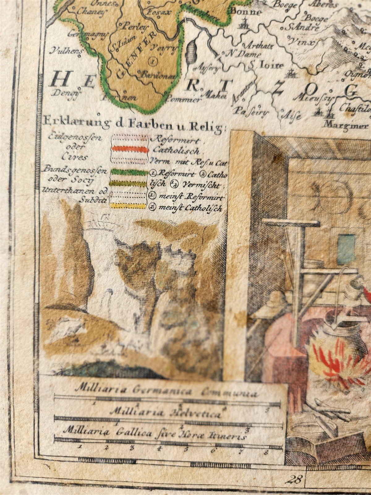 1715 MAP of SWITZERLAND by Johann Homann antique HELVETIORUM REIPUBLICAE