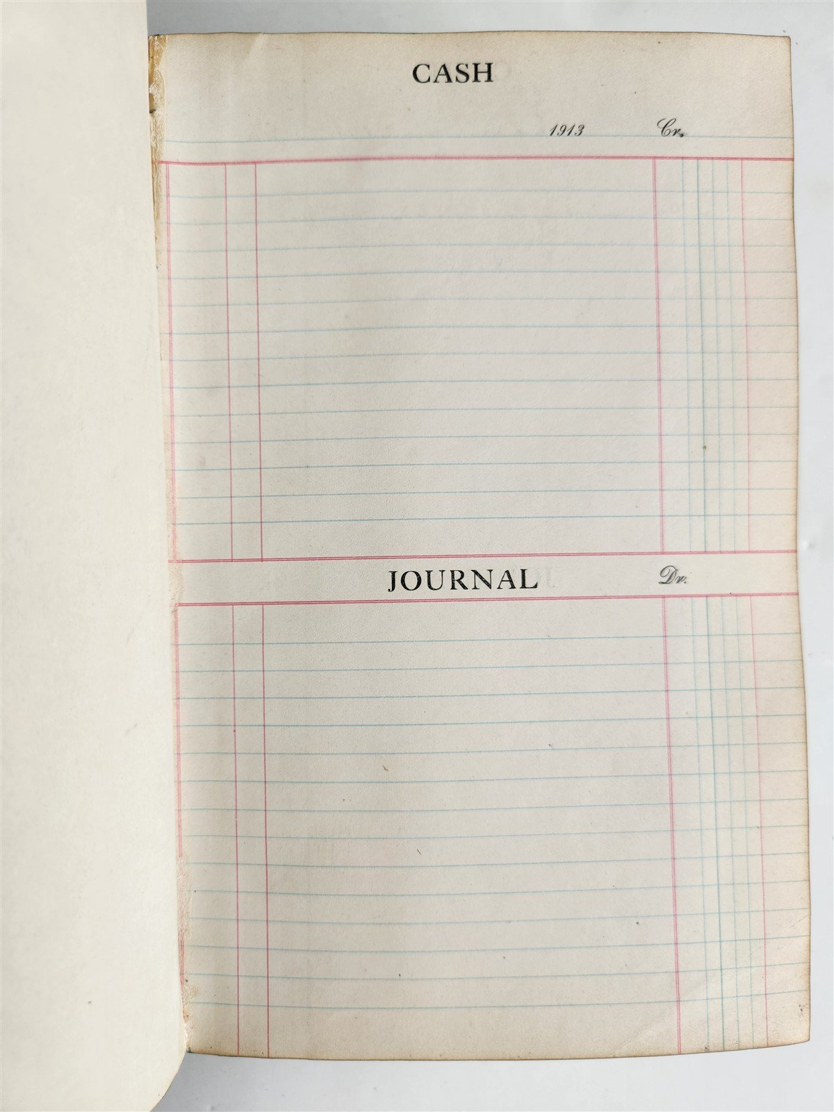 1913 CASH JOURNAL decorative leather binding ANTIQUE