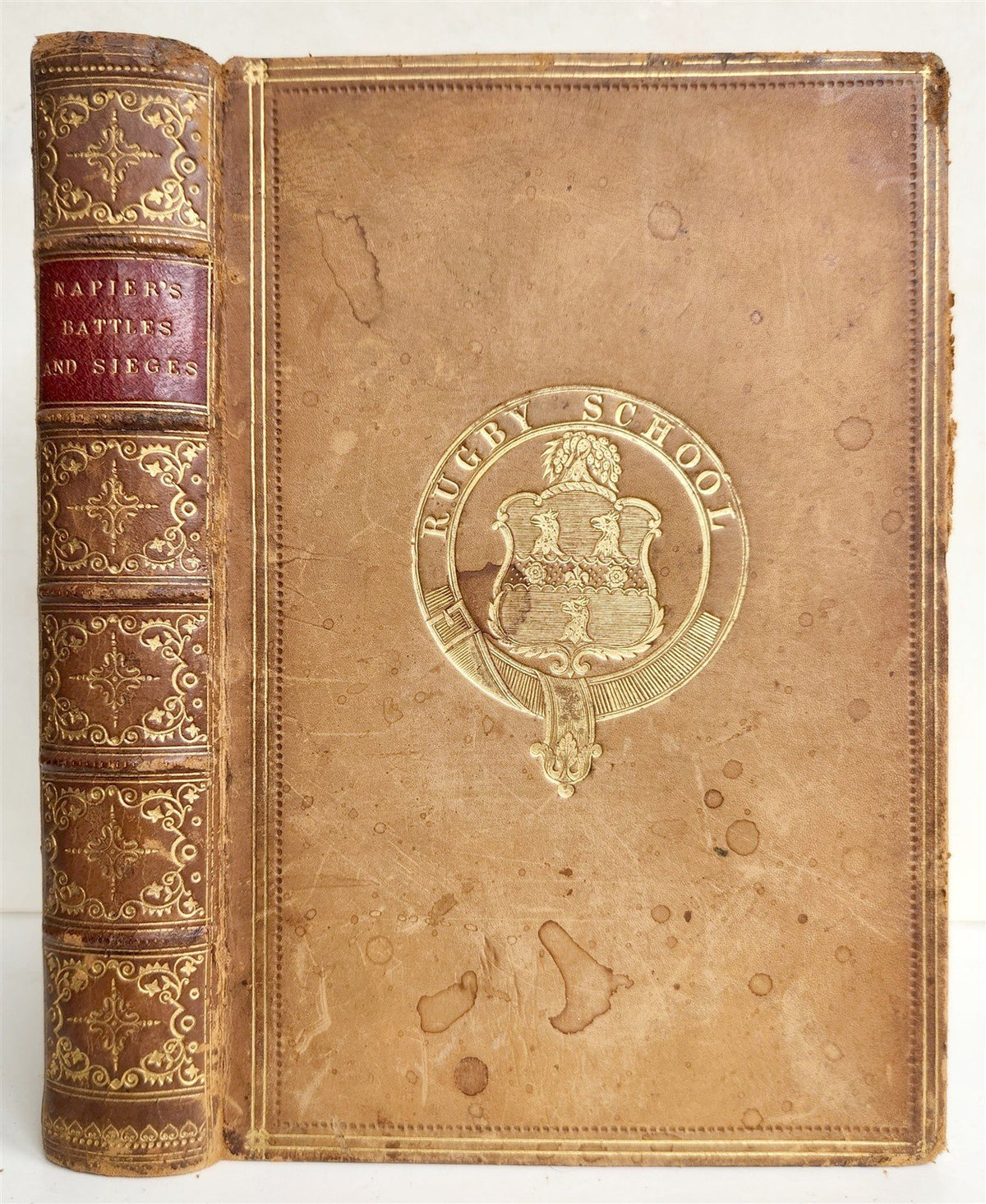 1855 ENGLISH BATTLES & SIEGES in PENINSULA by W. Napier antique PRIZED BINDING