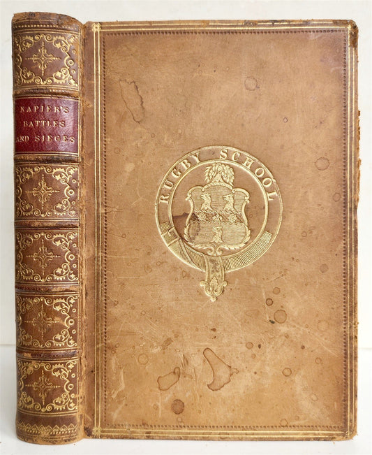 1855 ENGLISH BATTLES & SIEGES in PENINSULA by W. Napier antique PRIZED BINDING