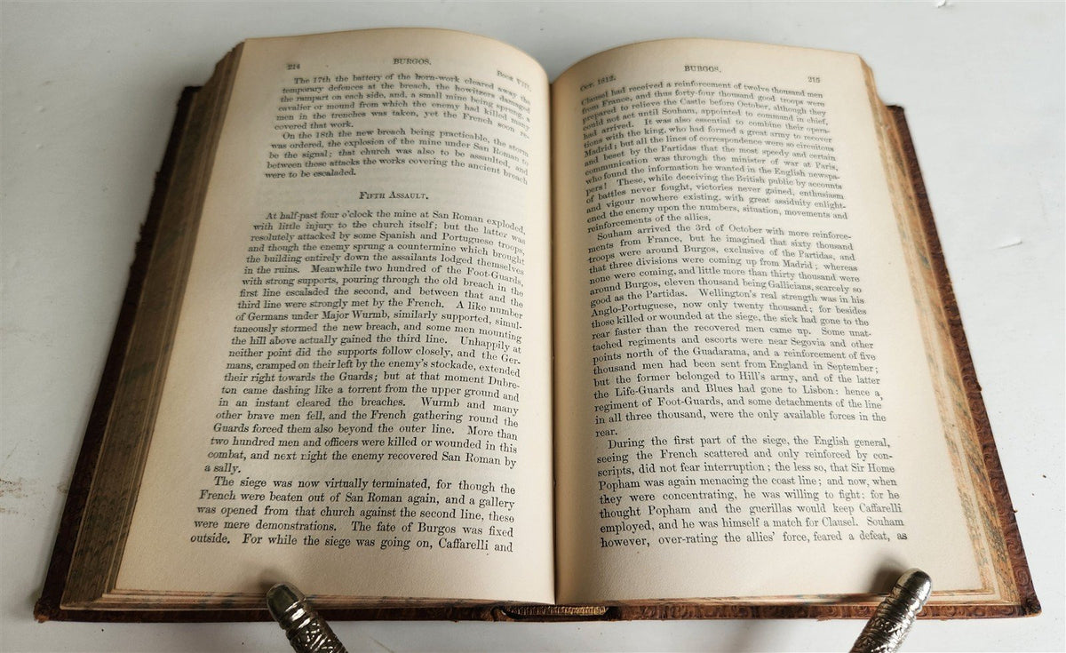 1855 ENGLISH BATTLES & SIEGES in PENINSULA by W. Napier antique PRIZED BINDING