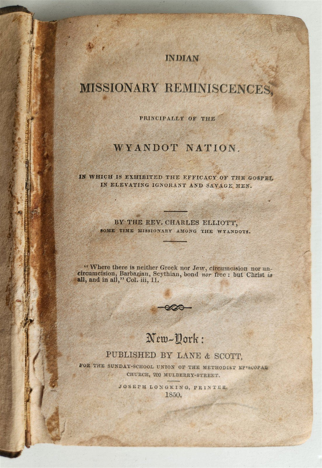 1850 INDIAN MISSIONARY REMINISCENCES ... OF WYANDOT NATION antique AMERICANA