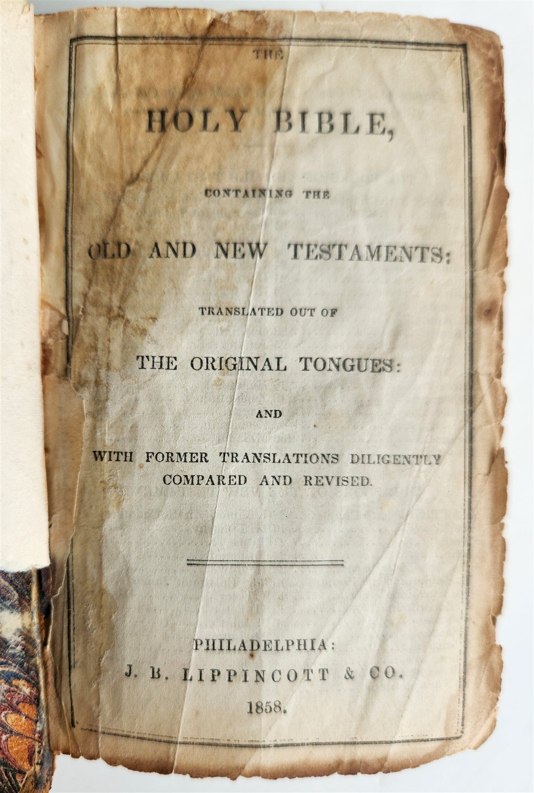 1858 BIBLE in ENGLISH OLD and NEW TESTAMENT antique AMERICANA