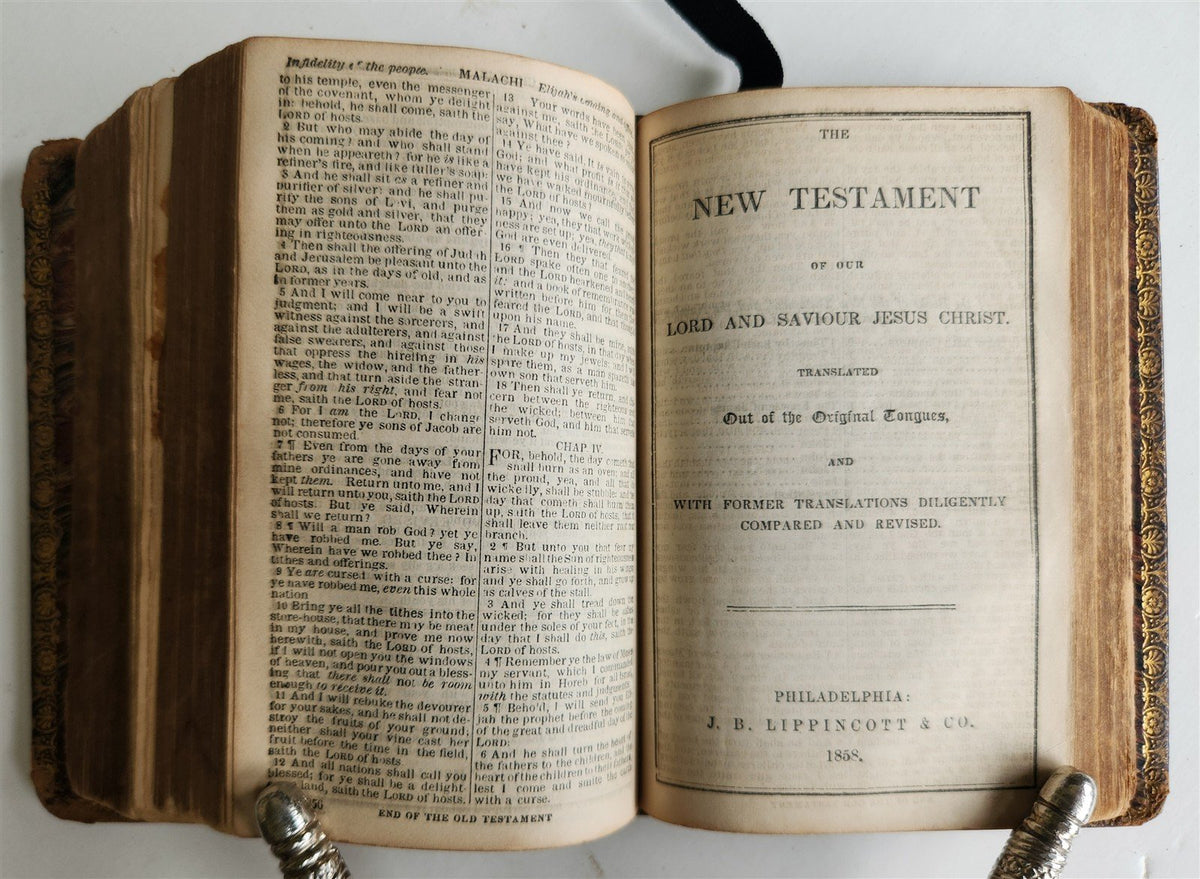1858 BIBLE in ENGLISH OLD and NEW TESTAMENT antique AMERICANA