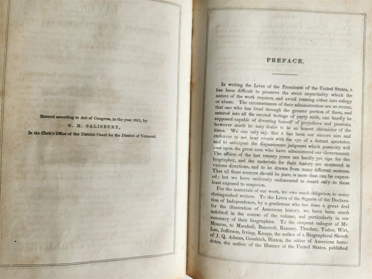 1851 LIVES of PRESIDENTS of the UNITED STATES antique AMERICANA illustrated