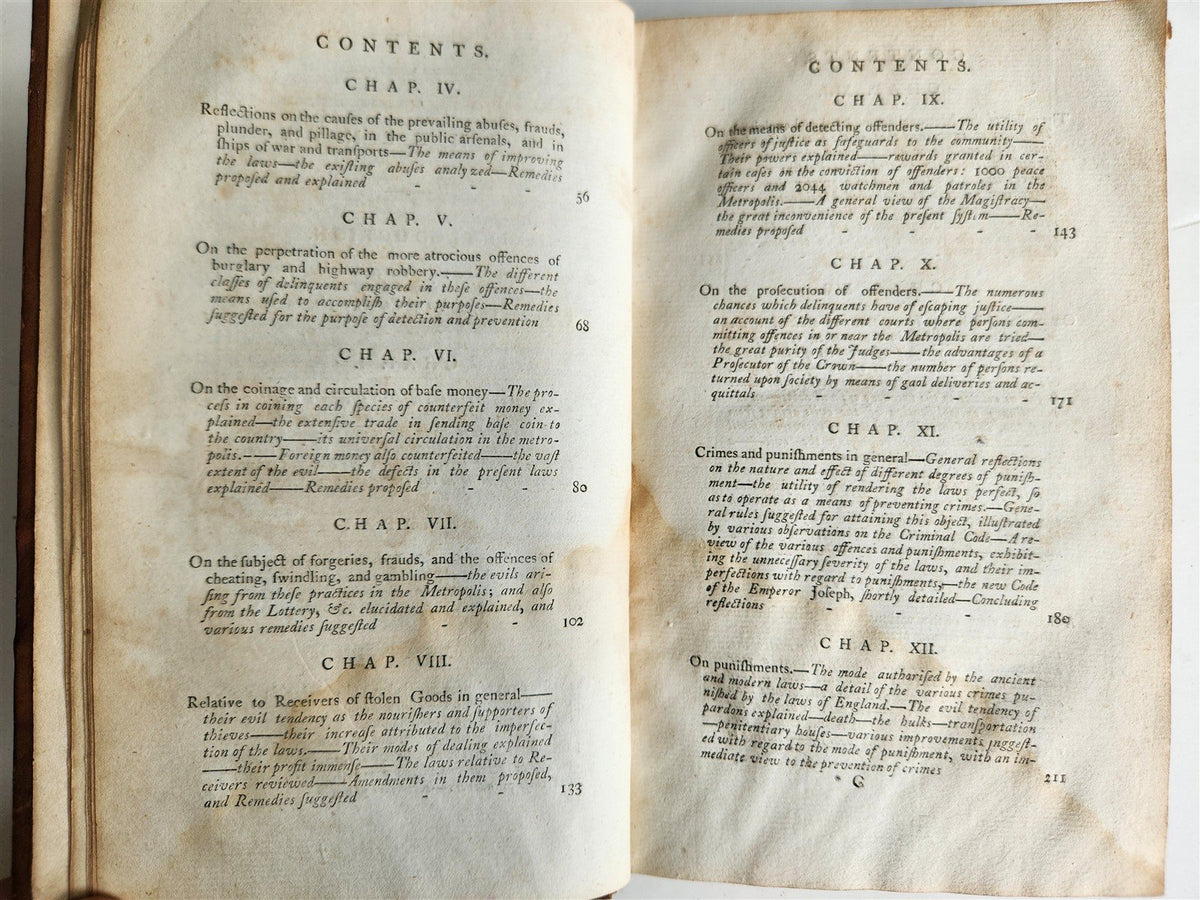 1798 TREATISE on POLICE of LONDON CRIMES & MISDEMEANORS antique 1st AMERICAN ED.