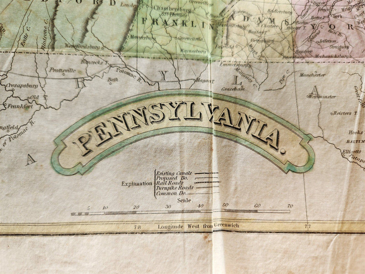 1832 A GAZETTEER of the STATE OF PENNSYLVANIA antique w/ MAP Americana