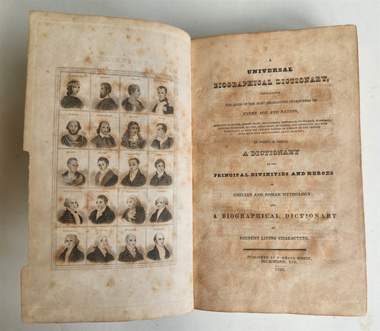 1826 UNIVERSAL BIOGRAPHICAL DICTIONARY antique AMERICANA