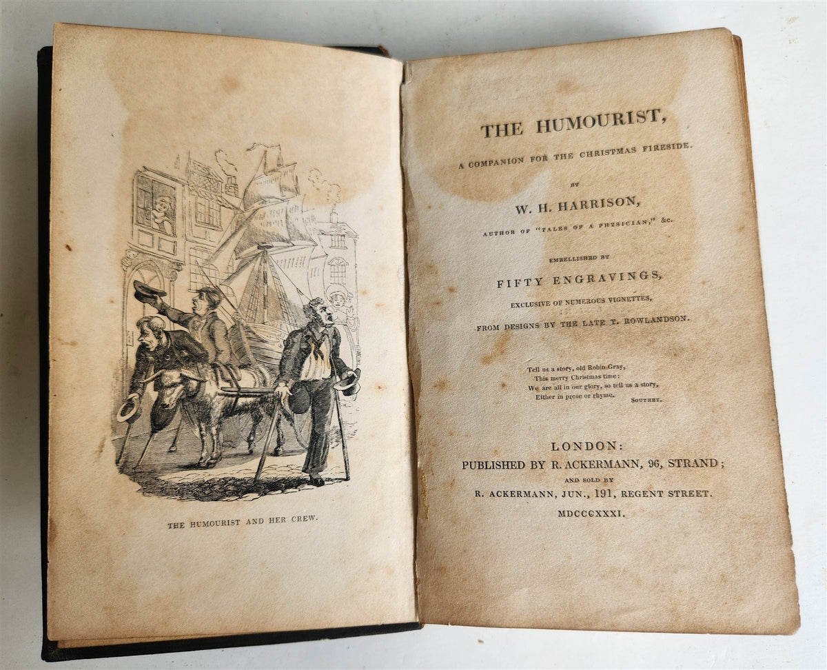 1831 HUMOURIST companion for Christmas fireside by Harrison antique ILLUSTRATED