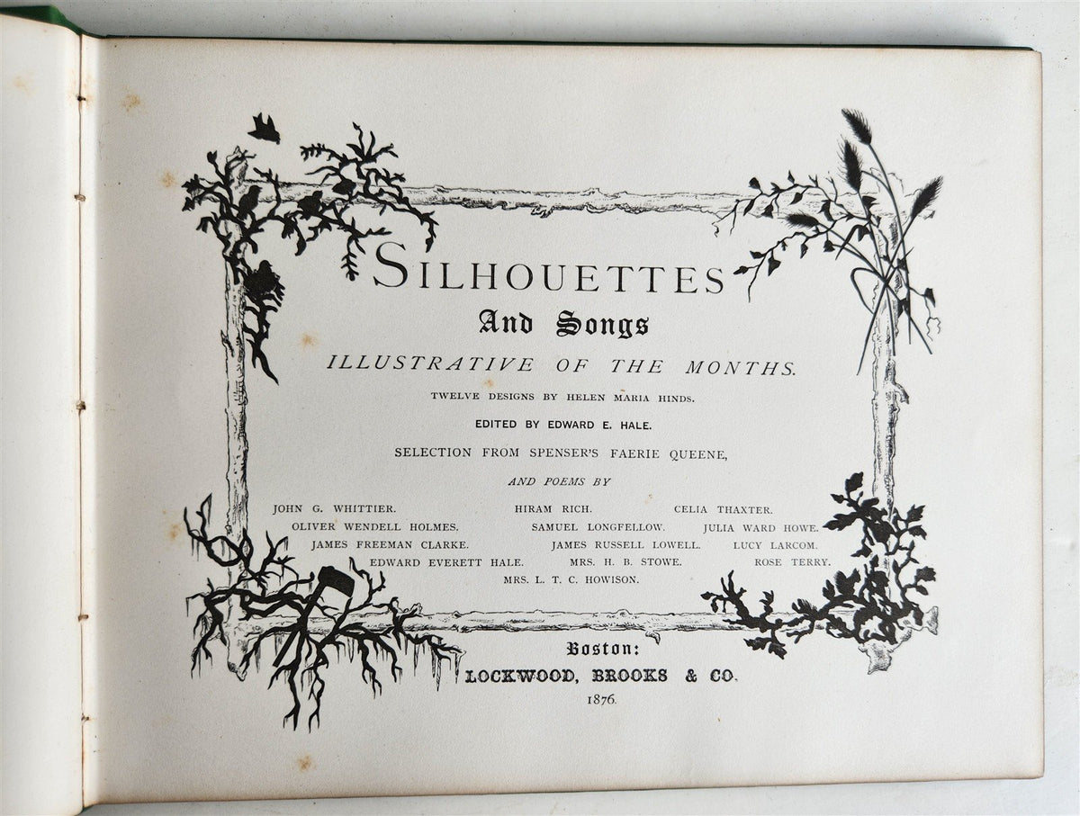 1876 SILHOUETTES & SONGS illustrative of months 12 designs antique ILLUSTRATED