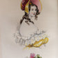 1860s LES FEMMES et LES FLEURS antique ILLUSTRATED in COLOR