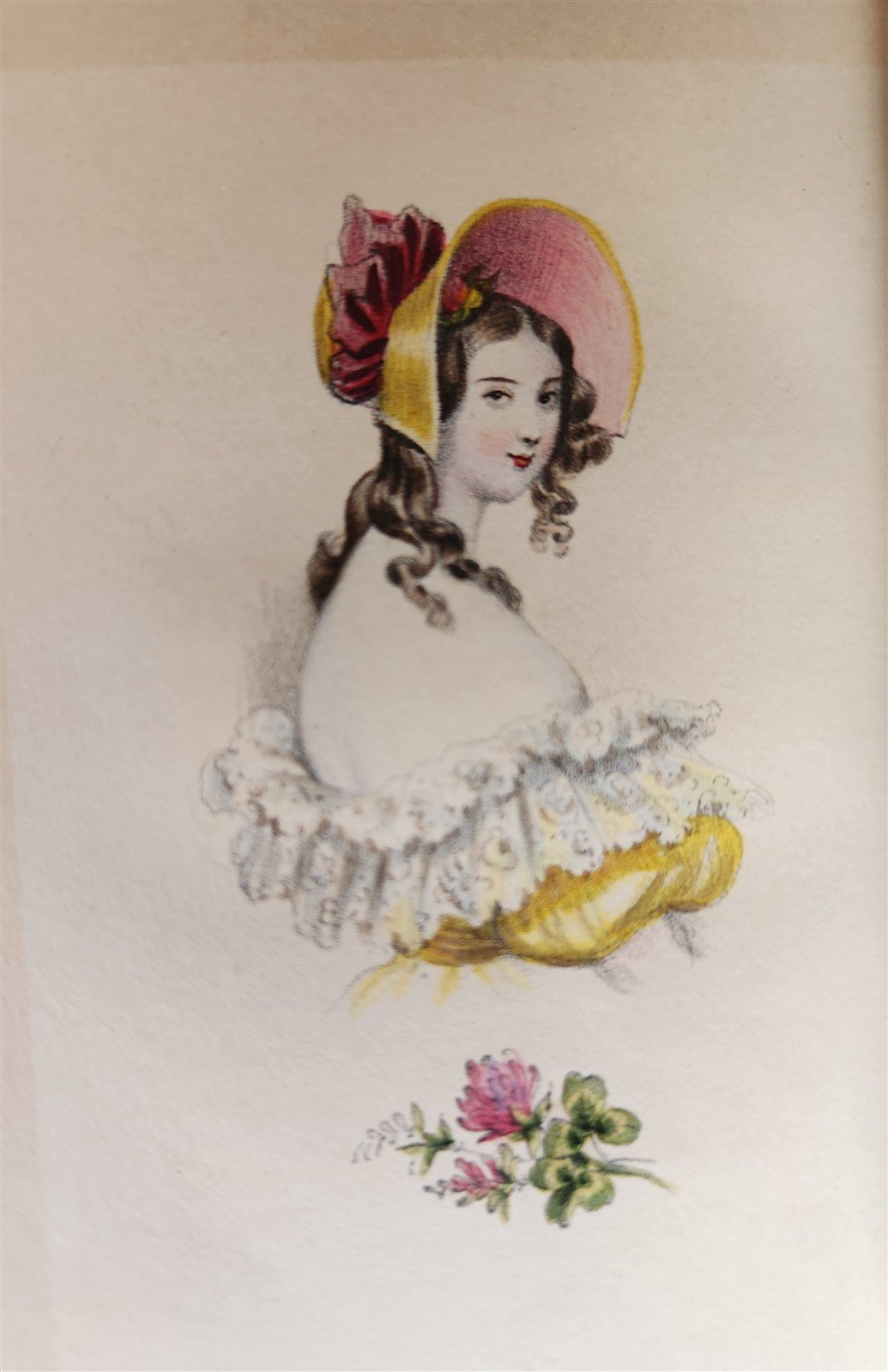 1860s LES FEMMES et LES FLEURS antique ILLUSTRATED in COLOR