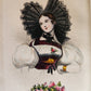 1860s LES FEMMES et LES FLEURS antique ILLUSTRATED in COLOR