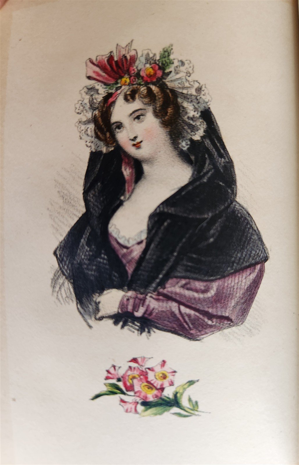 1860s LES FEMMES et LES FLEURS antique ILLUSTRATED in COLOR