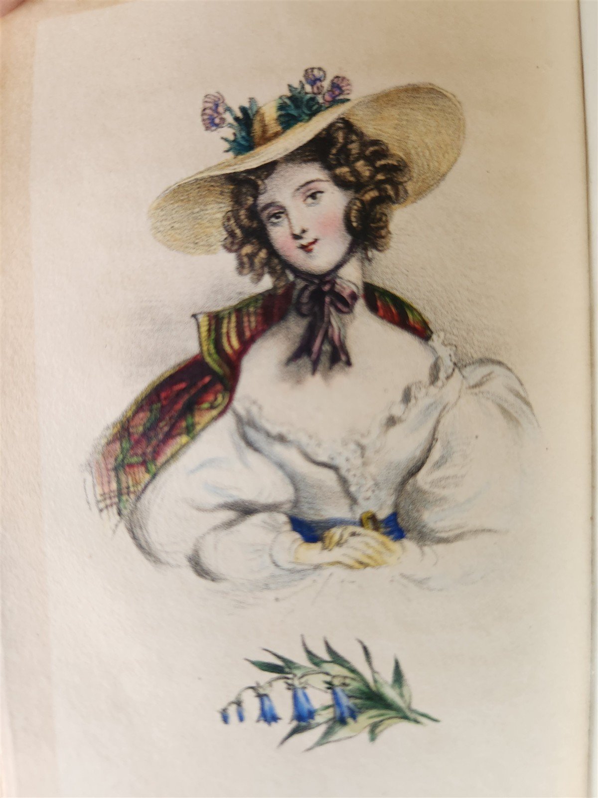 1860s LES FEMMES et LES FLEURS antique ILLUSTRATED in COLOR