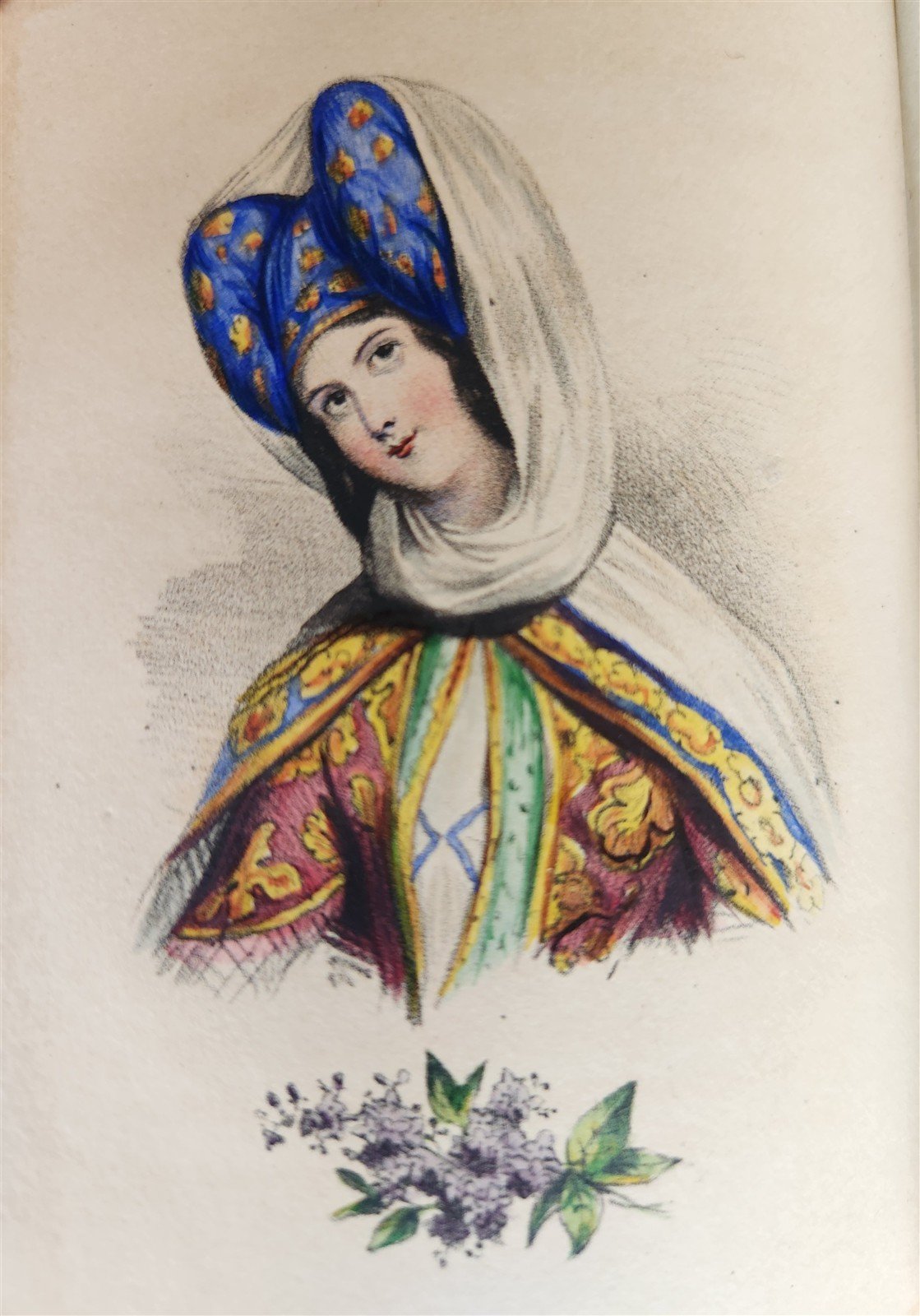 1860s LES FEMMES et LES FLEURS antique ILLUSTRATED in COLOR