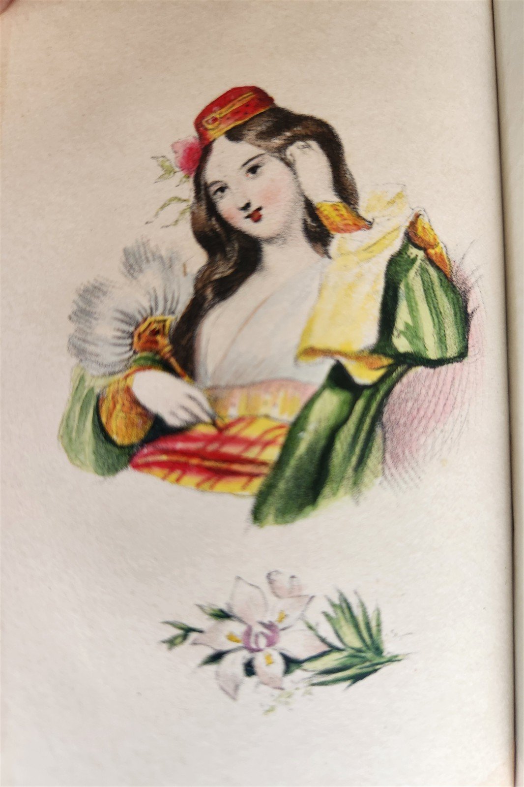 1860s LES FEMMES et LES FLEURS antique ILLUSTRATED in COLOR