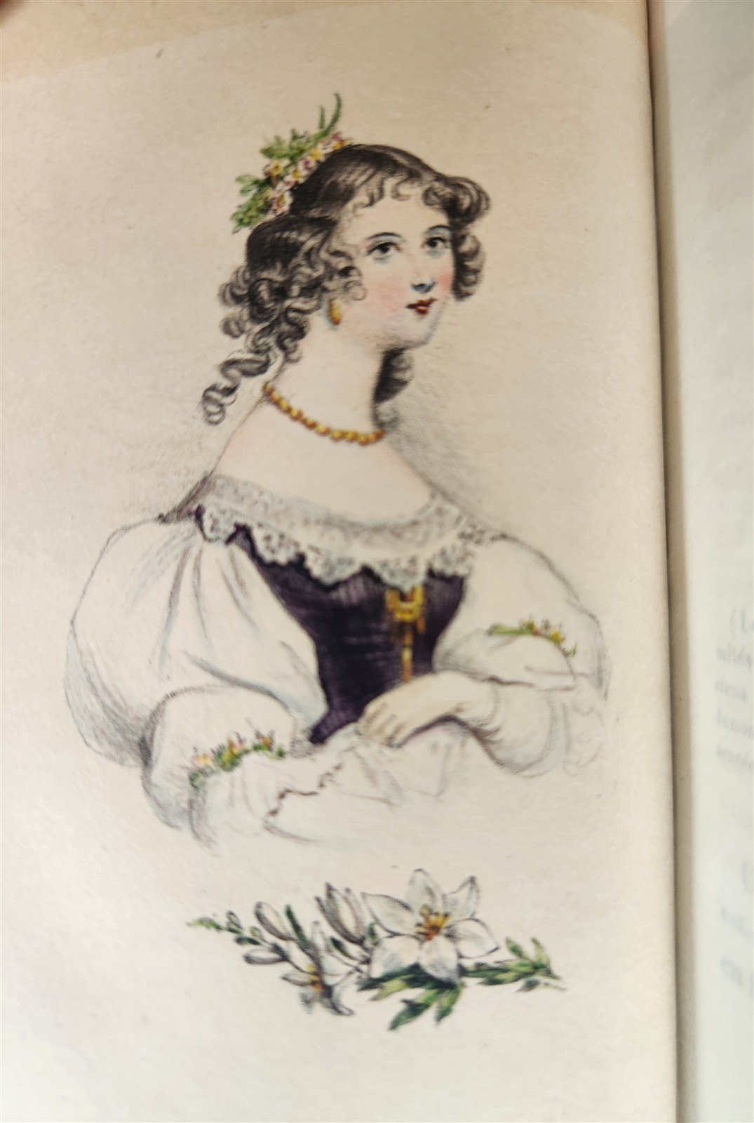 1860s LES FEMMES et LES FLEURS antique ILLUSTRATED in COLOR