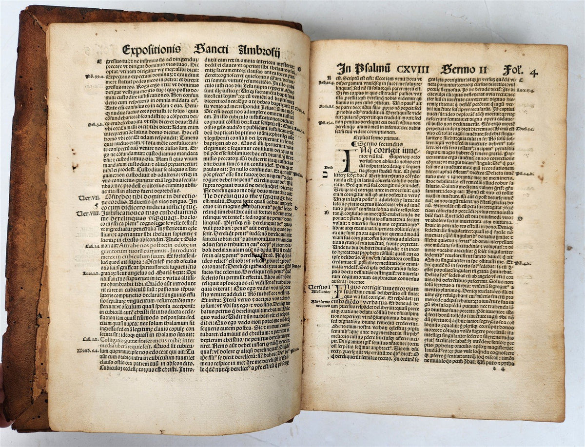 1516 POST-INCUNABULA BIBLE COMMENTARIES by ST. AMBROSE antique
