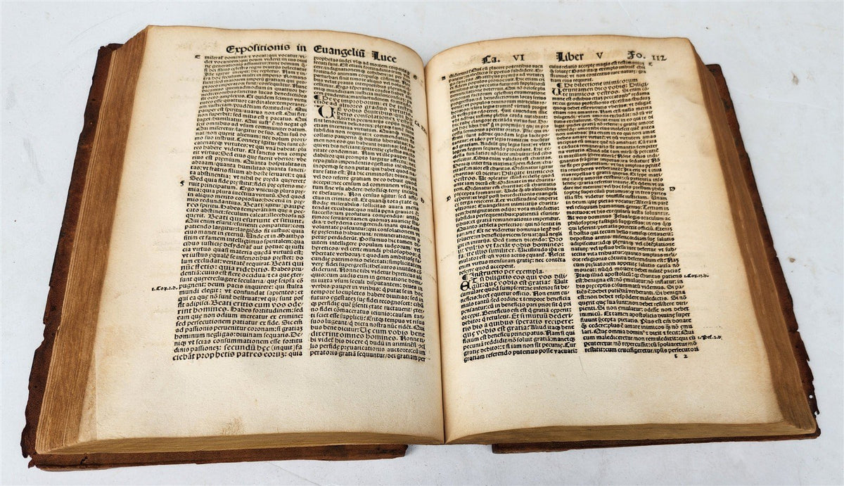 1516 POST-INCUNABULA BIBLE COMMENTARIES by ST. AMBROSE antique