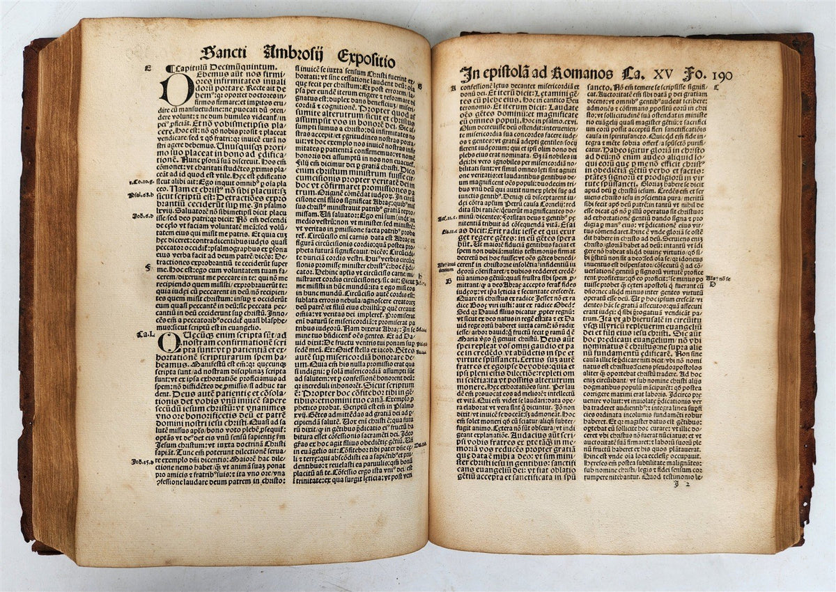 1516 POST-INCUNABULA BIBLE COMMENTARIES by ST. AMBROSE antique