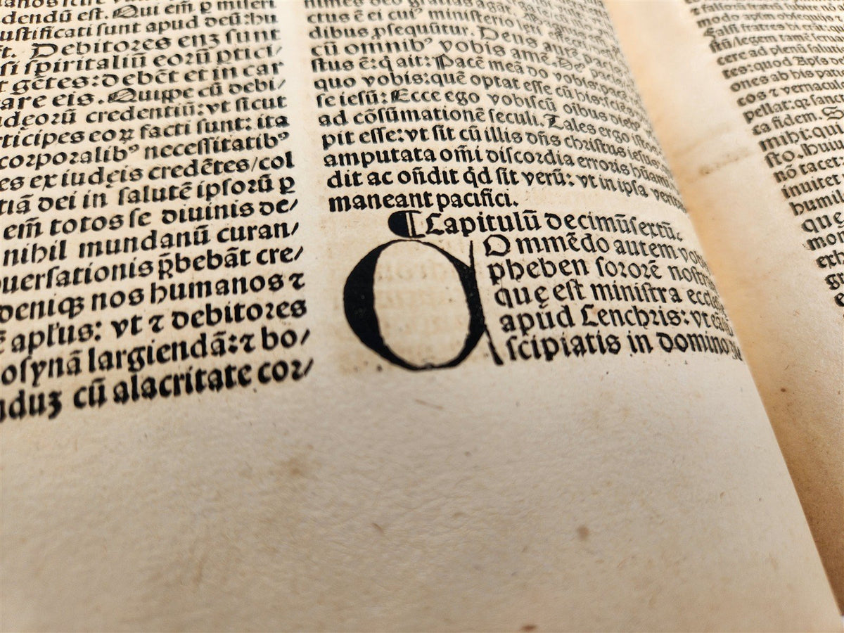 1516 POST-INCUNABULA BIBLE COMMENTARIES by ST. AMBROSE antique