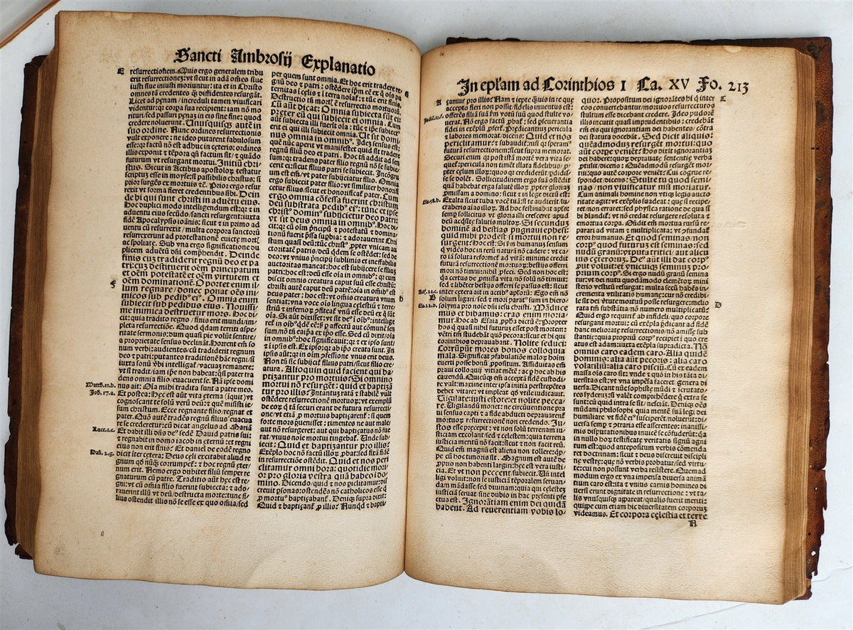 1516 POST-INCUNABULA BIBLE COMMENTARIES by ST. AMBROSE antique