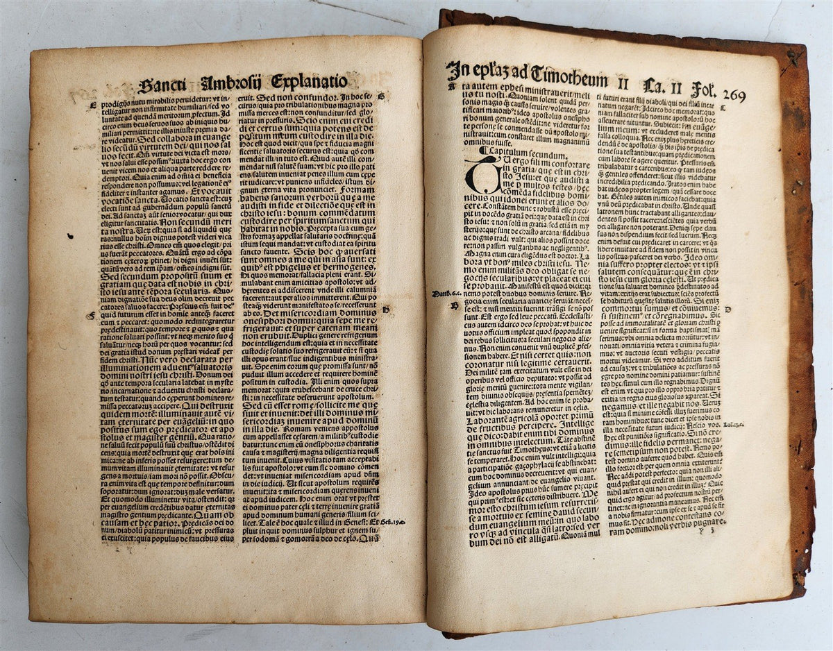 1516 POST-INCUNABULA BIBLE COMMENTARIES by ST. AMBROSE antique
