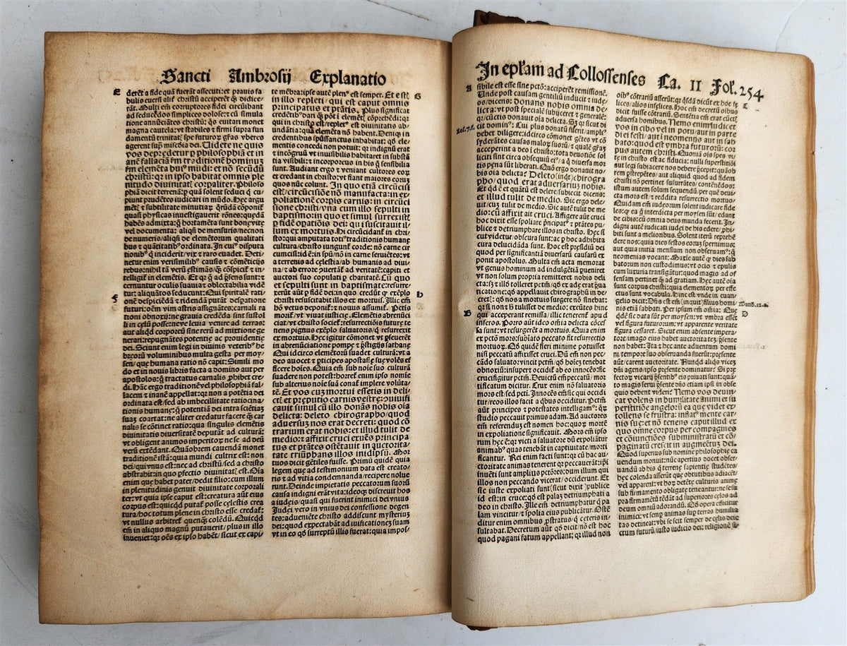1516 POST-INCUNABULA BIBLE COMMENTARIES by ST. AMBROSE antique