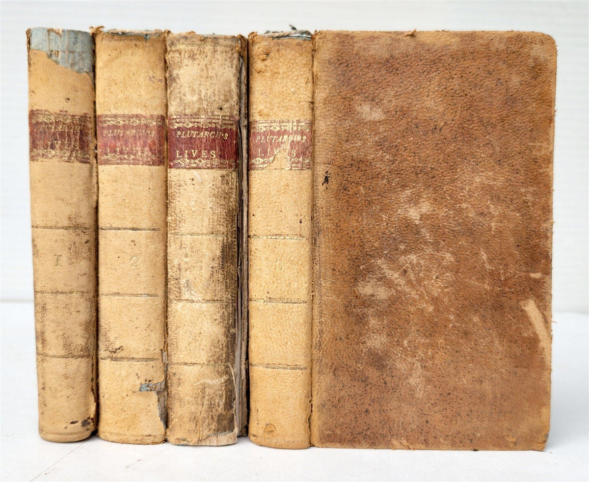 1804 PLUTARCH'S LIVES translated from original Greek 4 VOLUMES antique AMERICANA