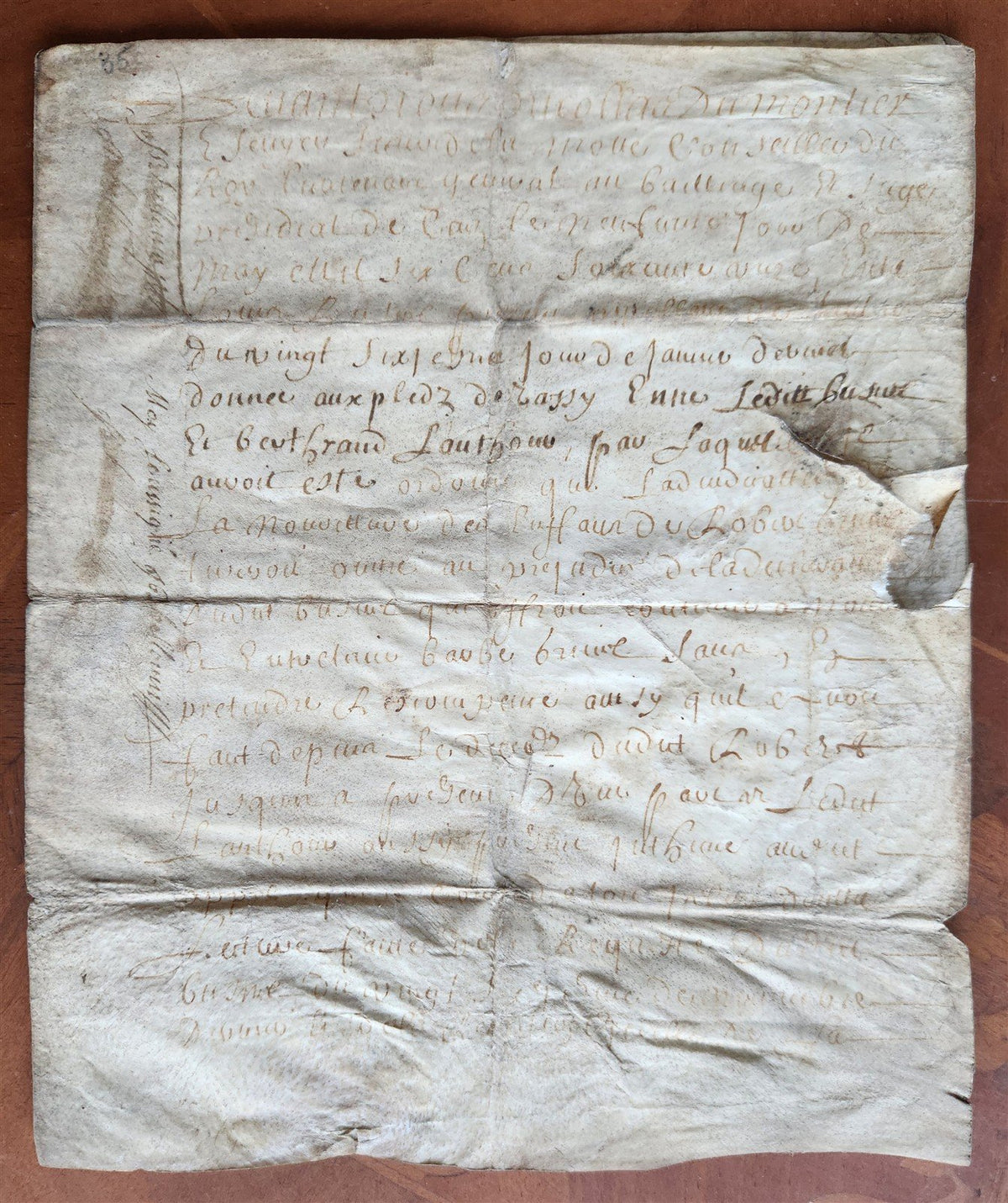1671 MANUSCRIPT LAW DOCUMENT on VELLUM in FRENCH LANGUAGE antique