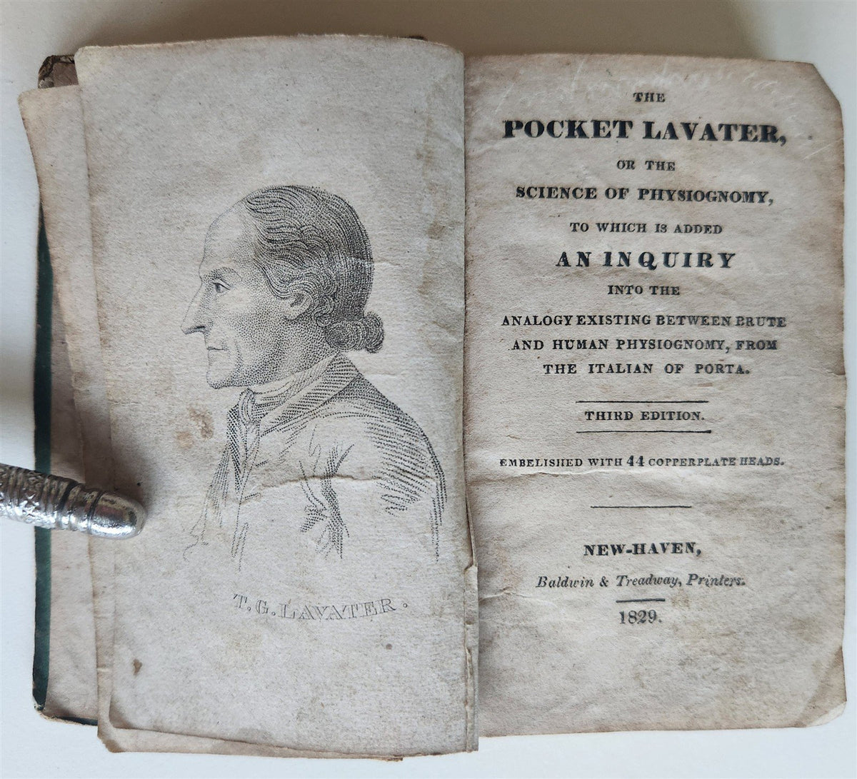 1829 POCKET LAVATER SCIENCE of PHYSIOGNOMY ILLUSTRATED antique AMERICAN EDITION